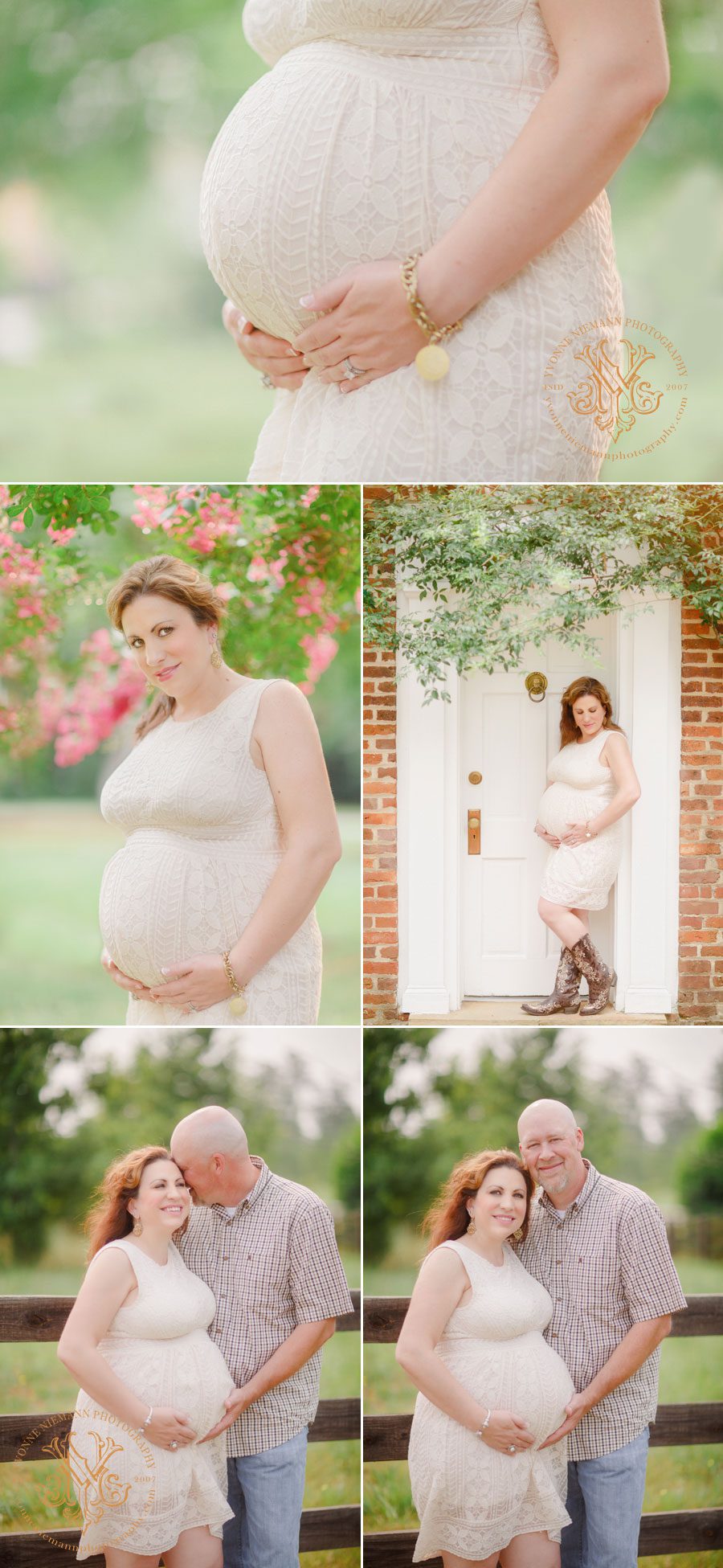 Summer portraits of pregnancy of a loving couple around the Athens, GA area.