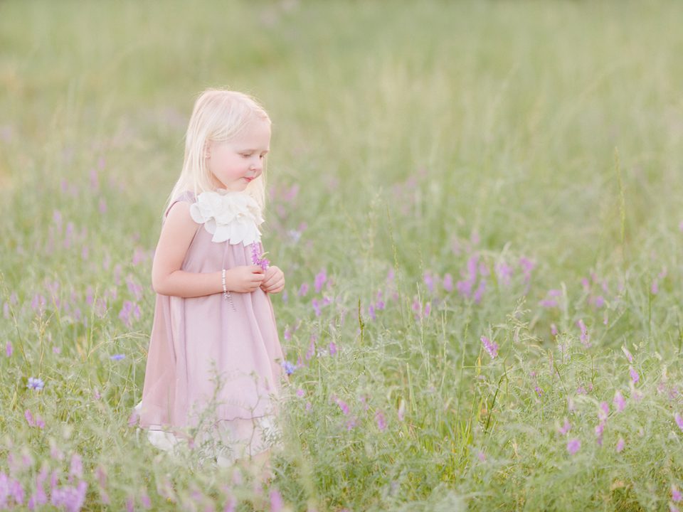 Child portraits in purple flower field  in Oconee County, GA.
