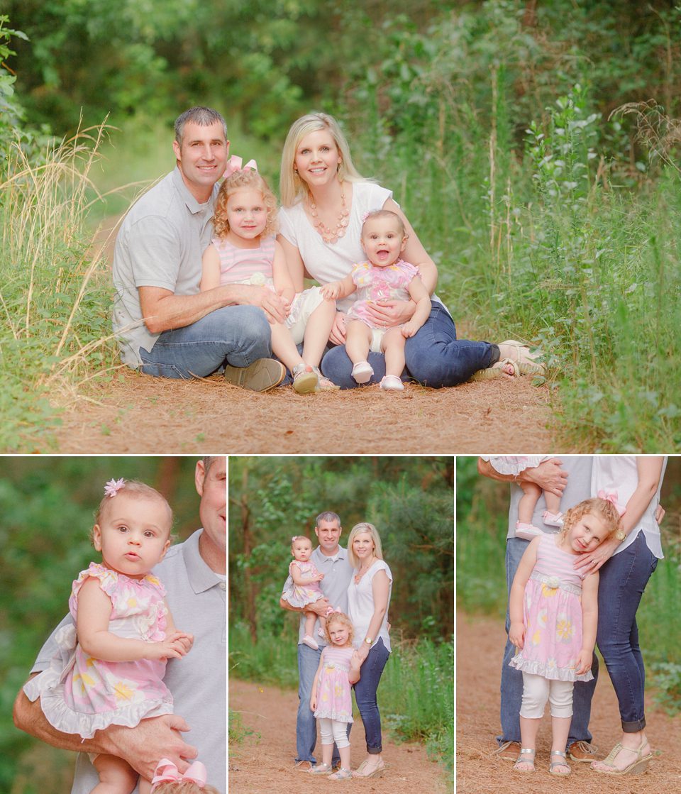 Summer family photos in wooded pathway near Athens, GA