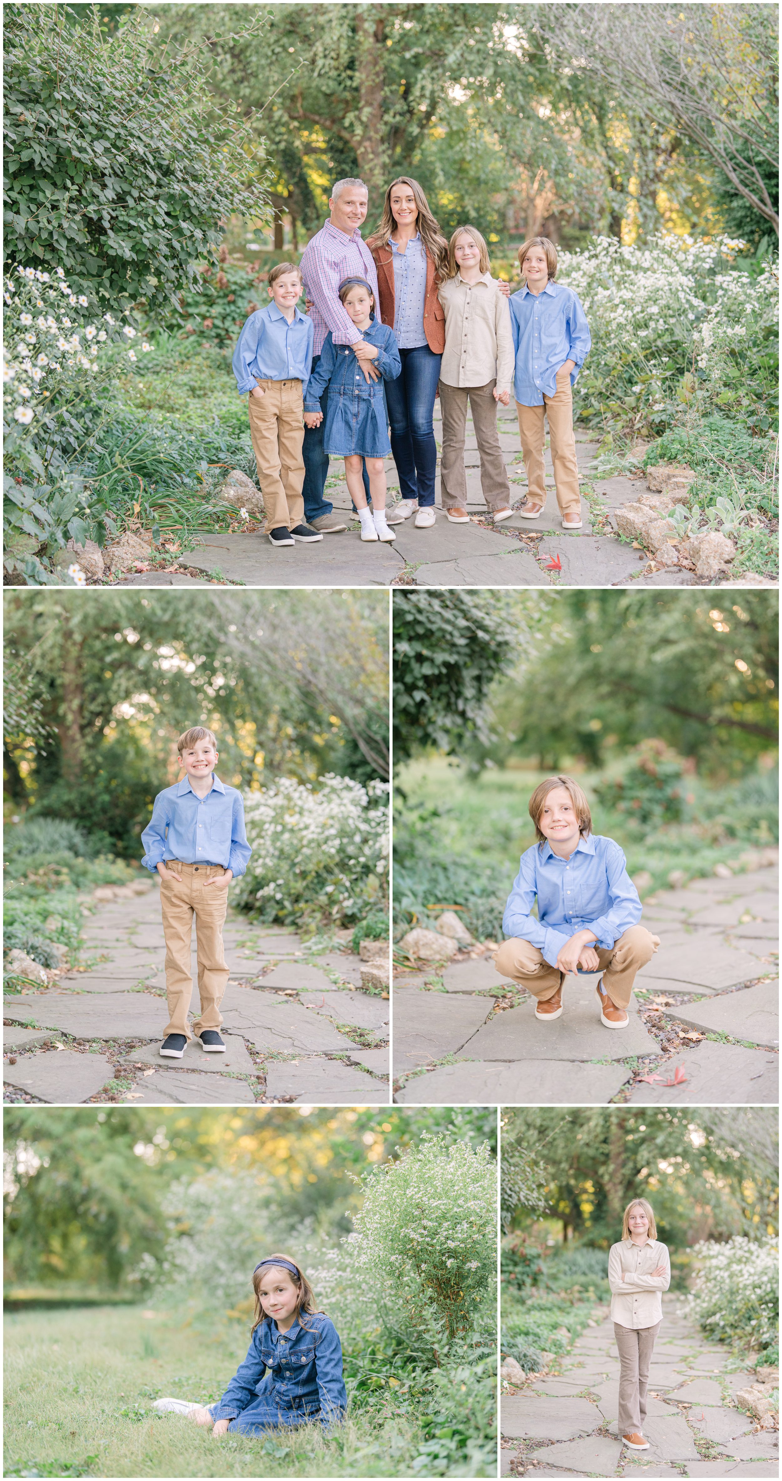 St. Louis family of six photographed in a beautiful garden setting
