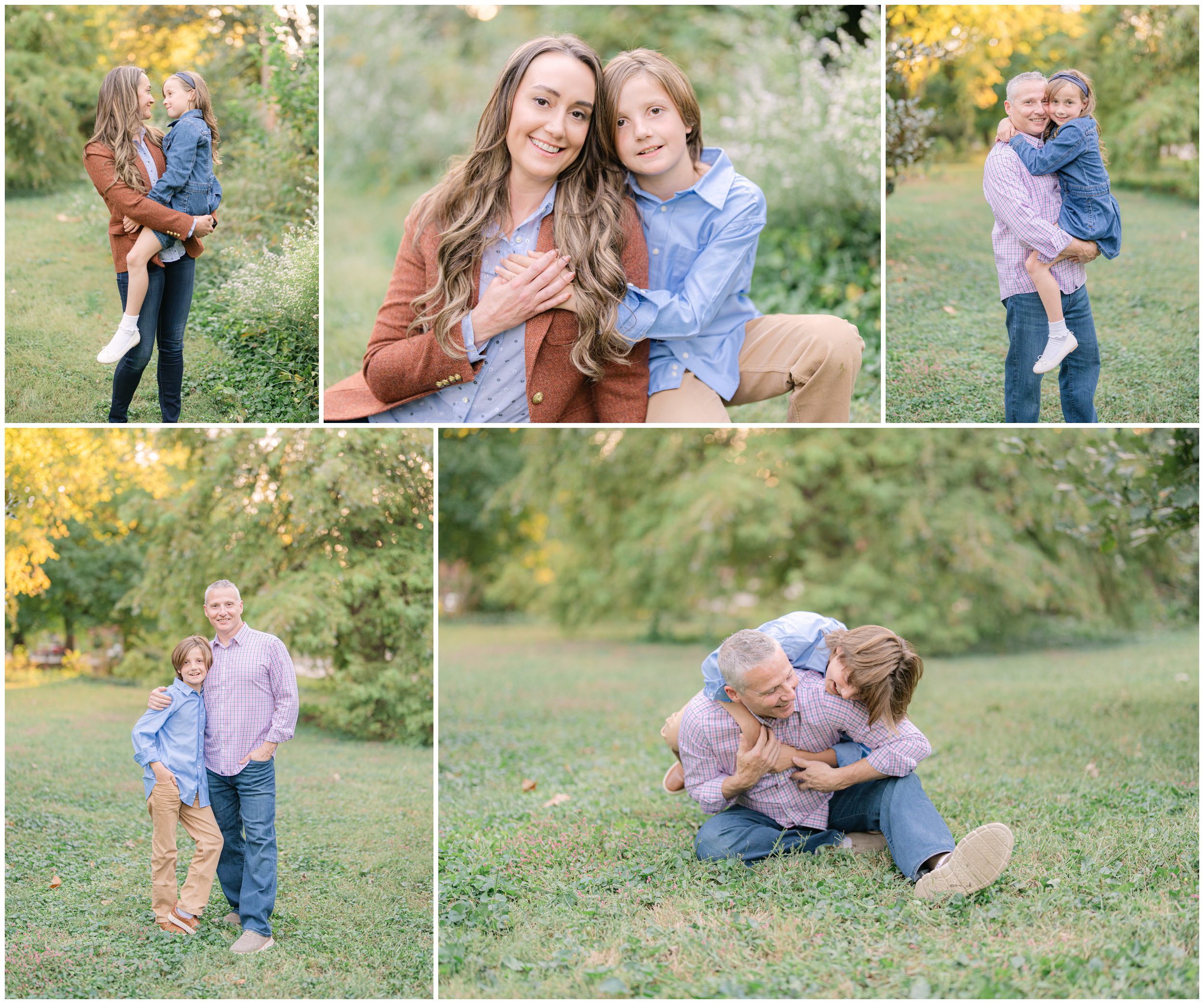 parents with their children during an outdoor family photography session