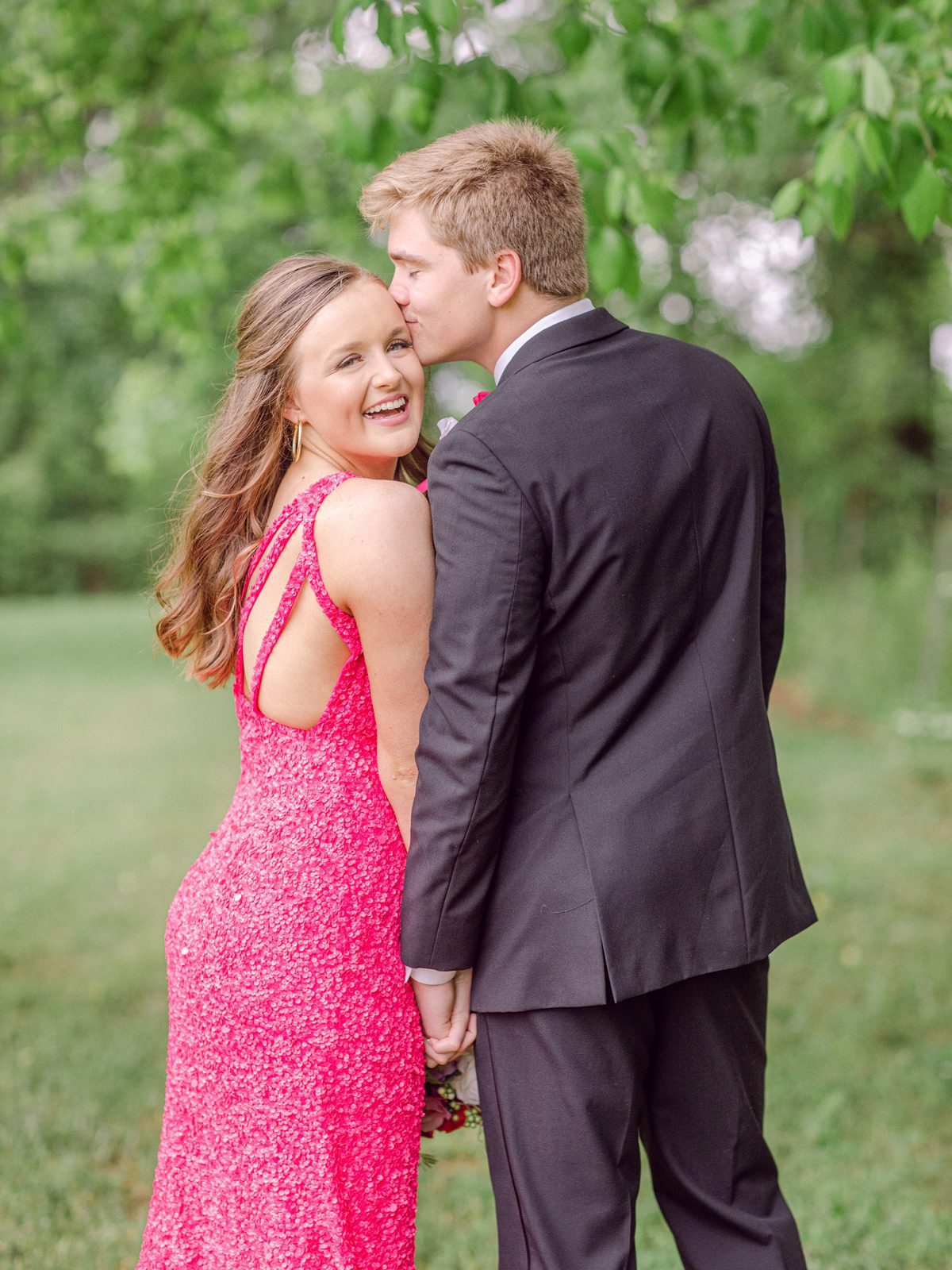 Oconee County High School prom portrait of two seniors before dance. 