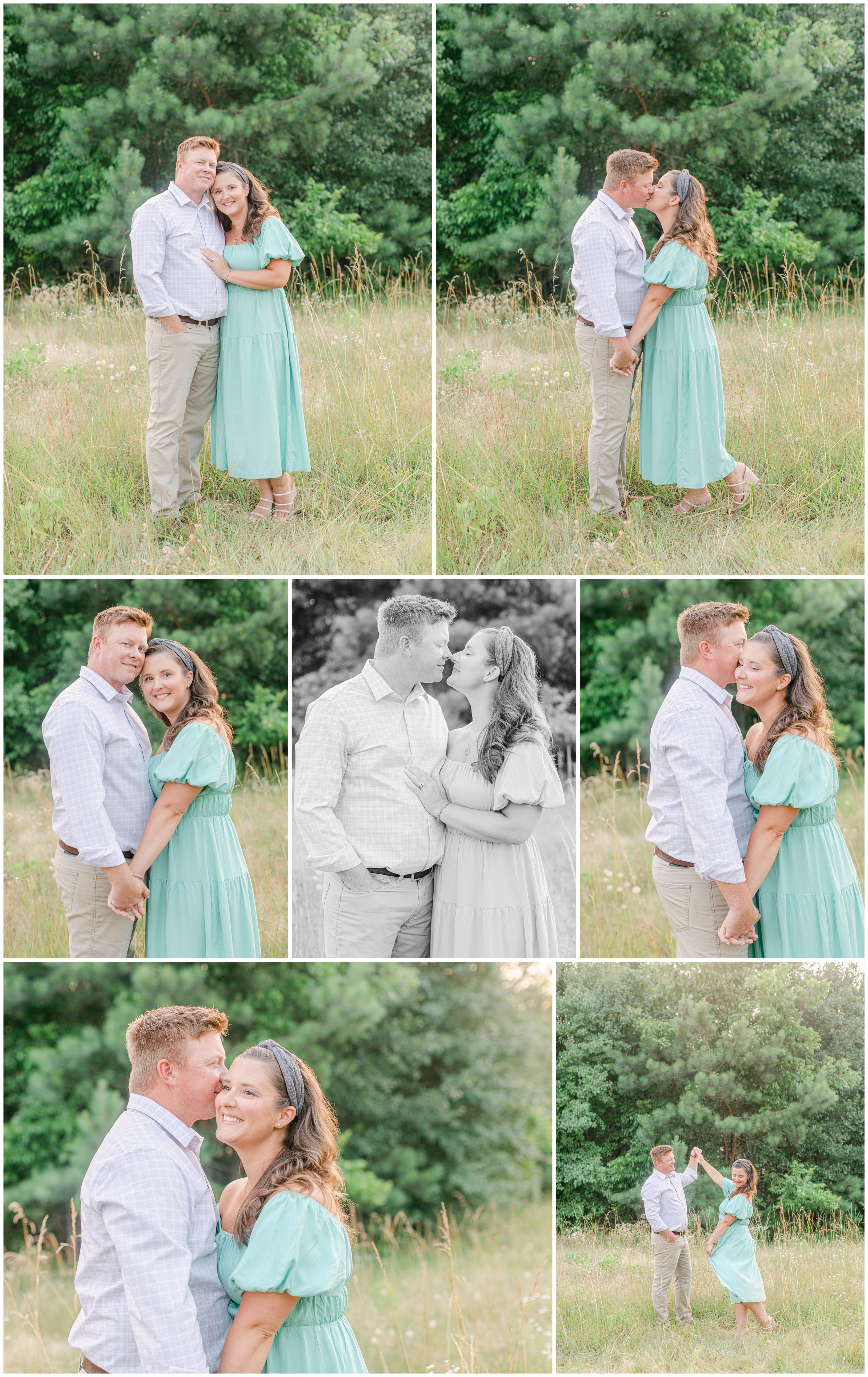 Extended family photographer couple portraits in a field in Watkinsville, GA