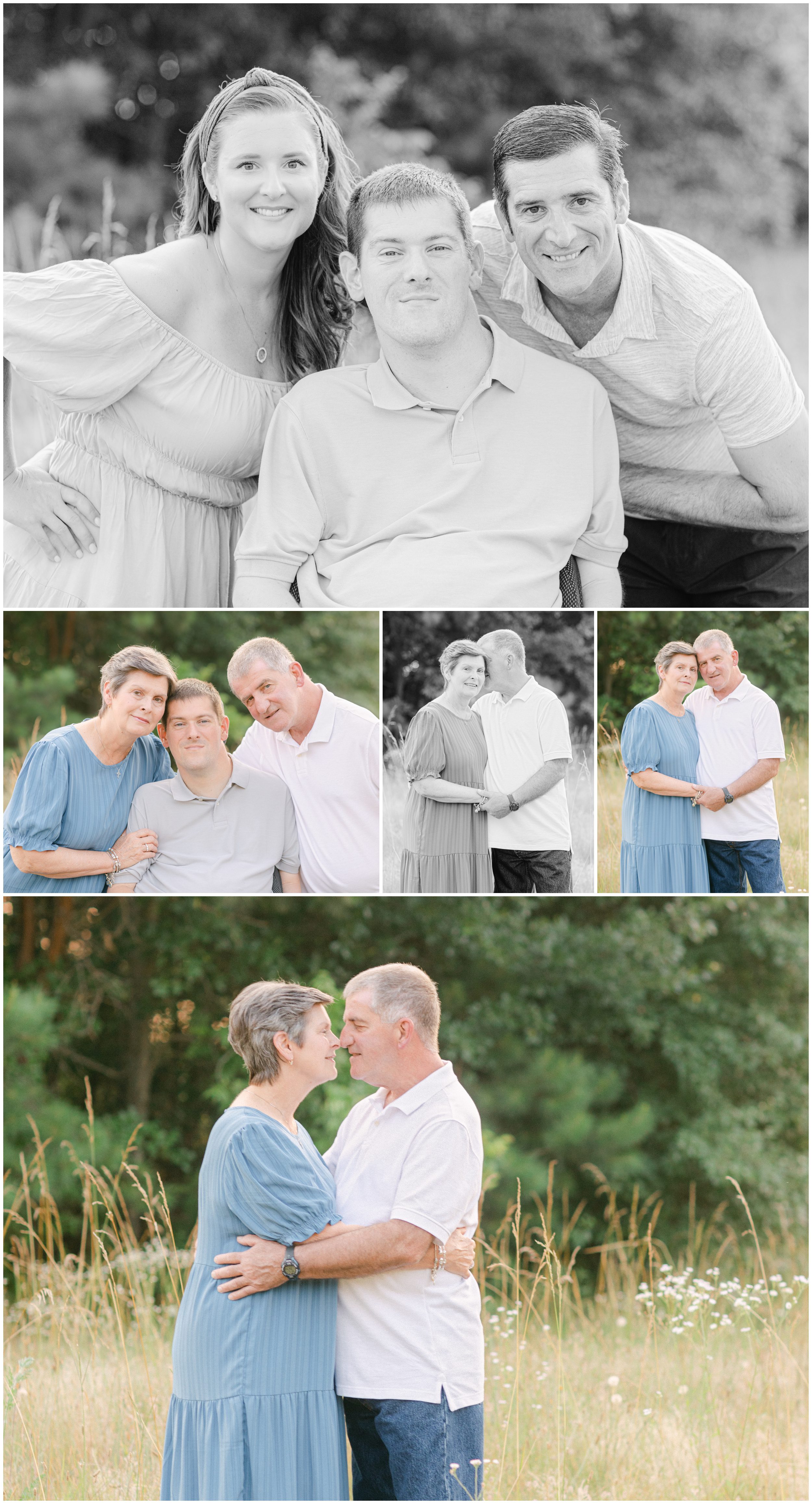 Extended family photographer portraits in field near Athens GA