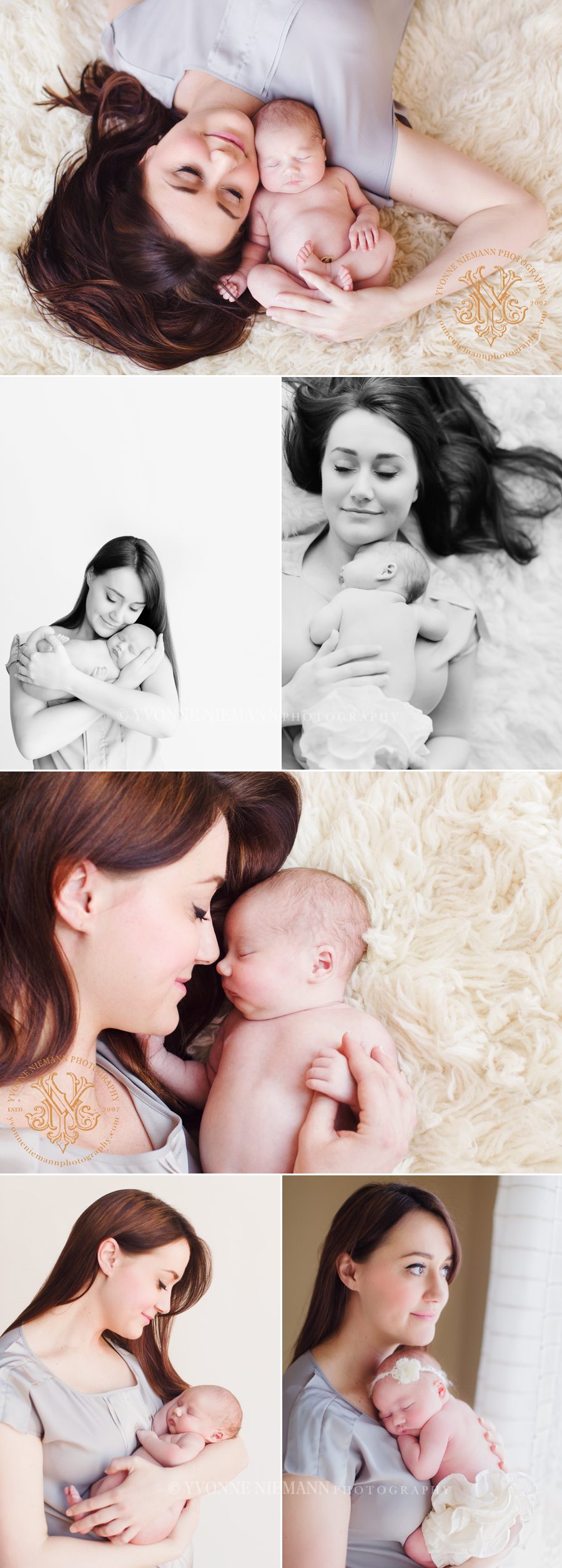 authentic mother daughter newborn portraits taken by Yvonne Niemann Photography in Watkinsville, GA.