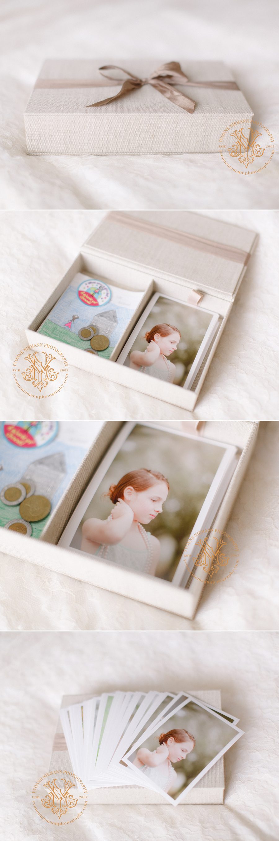 A child's heirloom image box containing portraits and keepsakes of 2nd grade.
