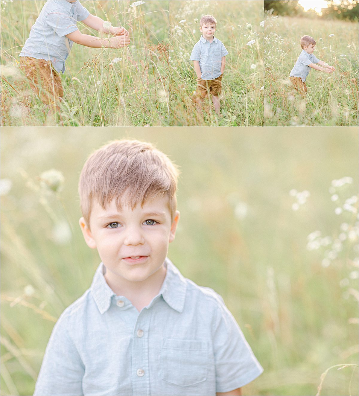 Little boy portraits taken in Summer field in Watkinsville, GA
