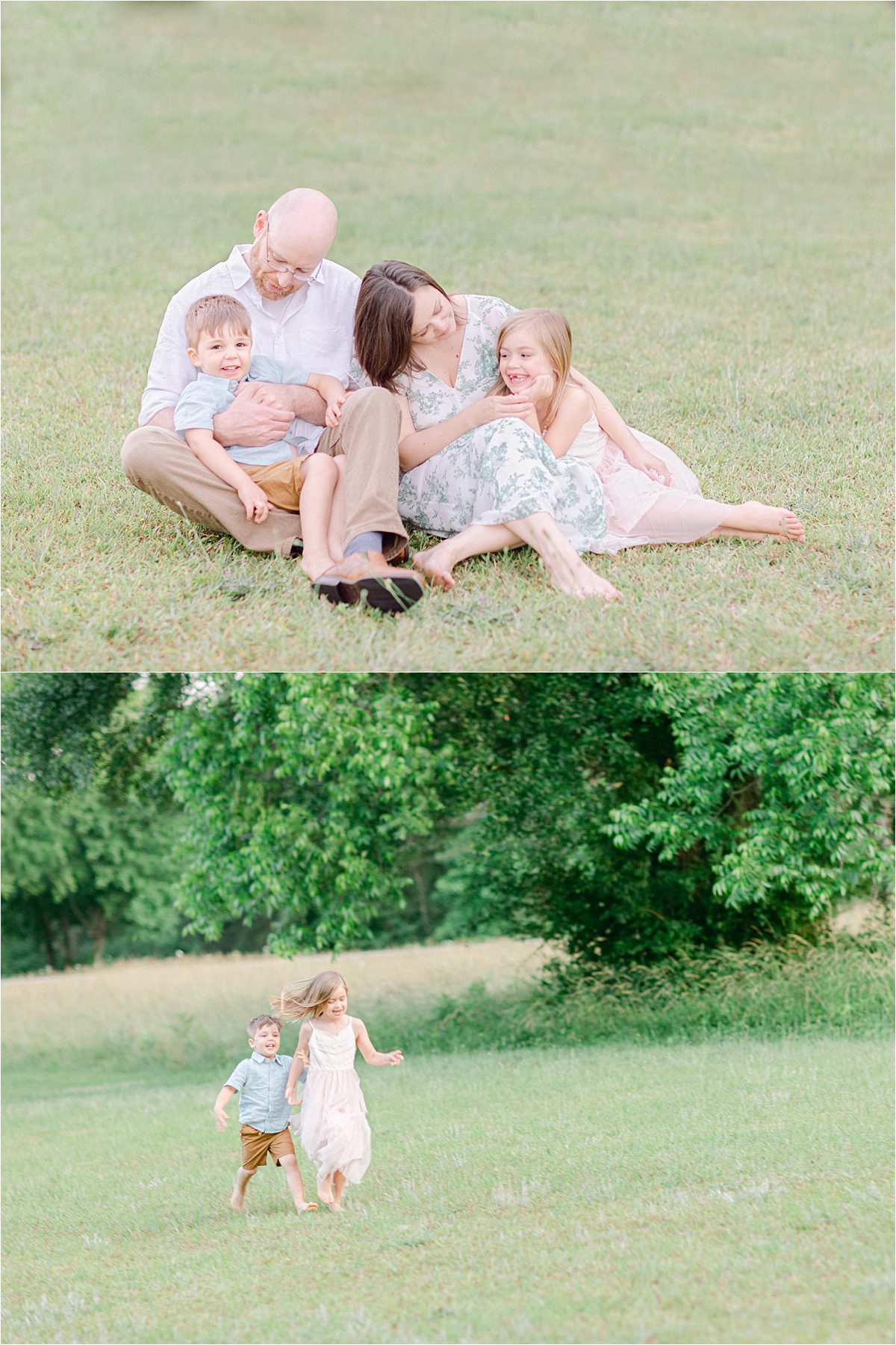 Summer family pictures in field in Oconee County, GA