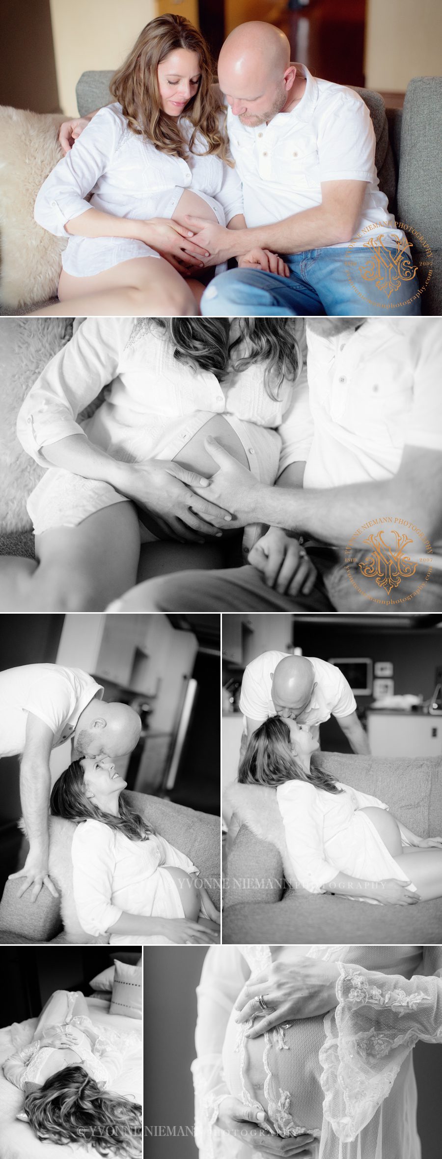 Photos of loving couple pregnant with first child taken in their home in Athens, GA by Yvonne Niemann Photography.