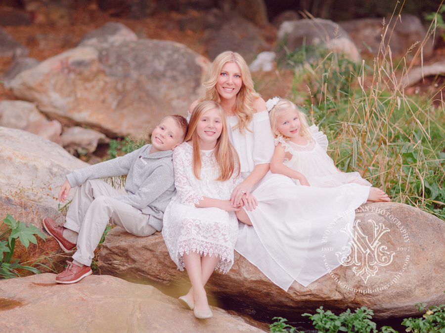 Beautiful motherhood portrait of mom with her three children by Athens, GA family photographer.