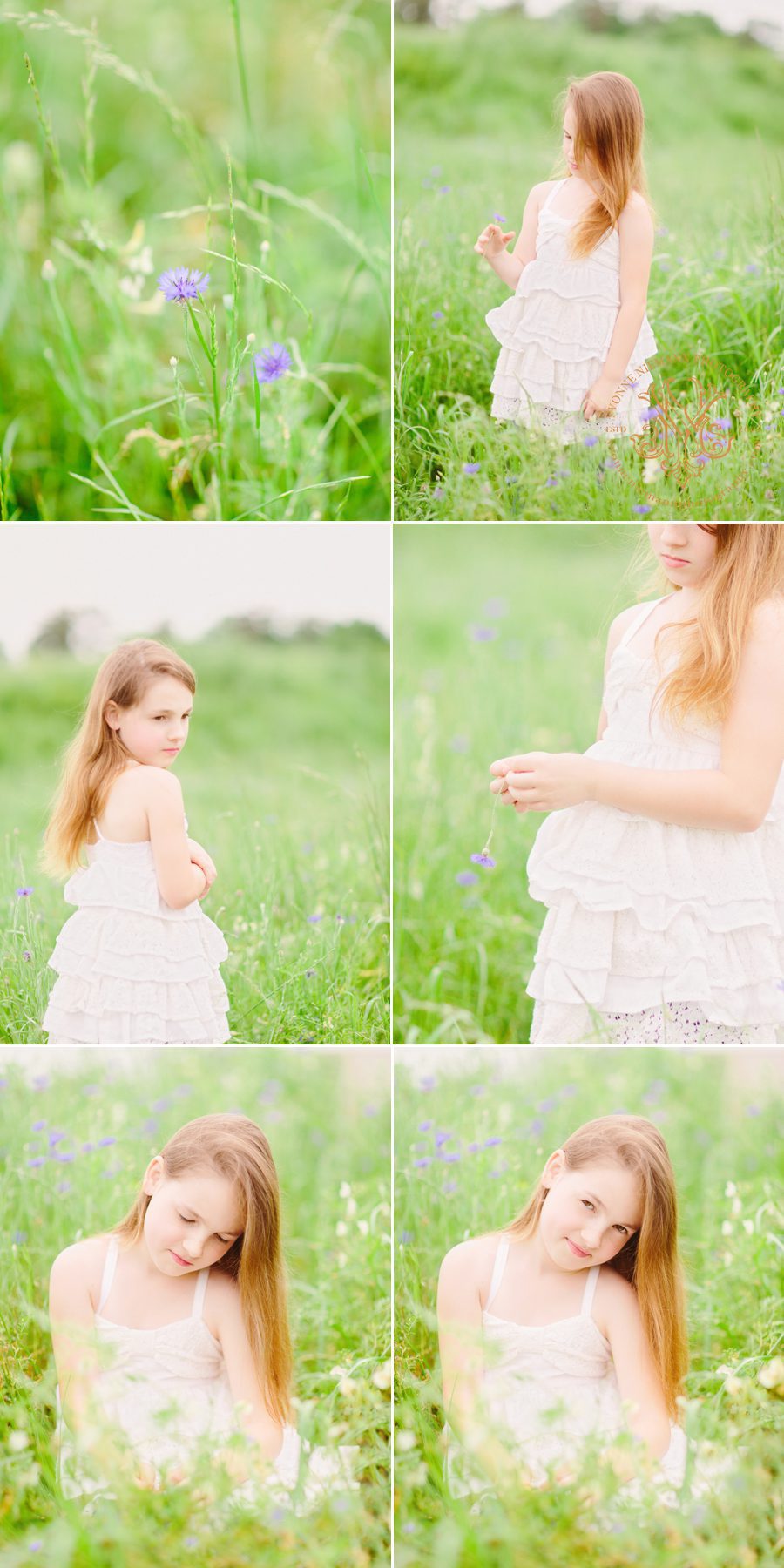 Natural child photography of 2nd grader in field in Watkinsville, GA.
