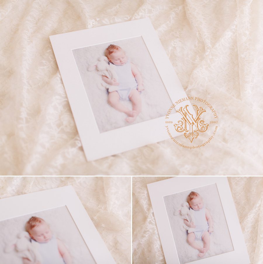 Photo of 3 month old baby boy matted print offered by Athens, GA baby photographer.