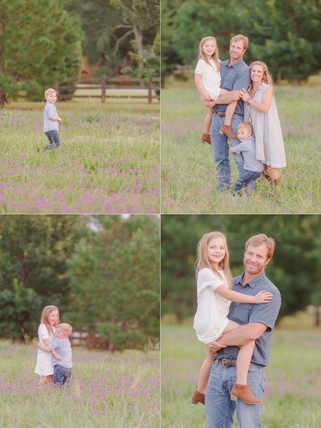 Summer family photos in a purple flower field in Oconee County, GA.