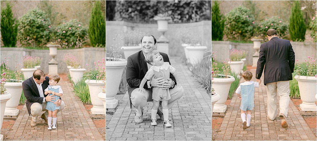 Photos of a dad with his toddler boy at Botanical Gardens in Athens, GA.