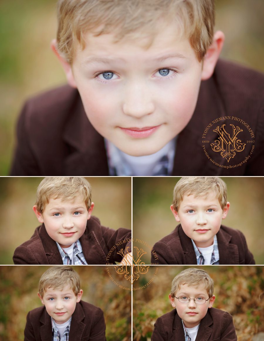 Portraits of a little boy with blue eyes