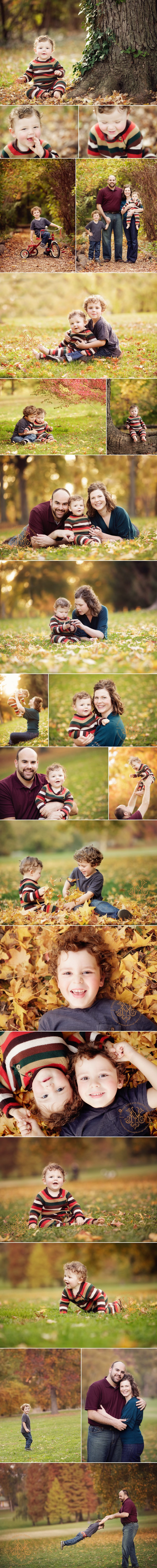 Fun Autumn Family Photos taken by Yvonne Niemann Photography at local park in St. Louis.