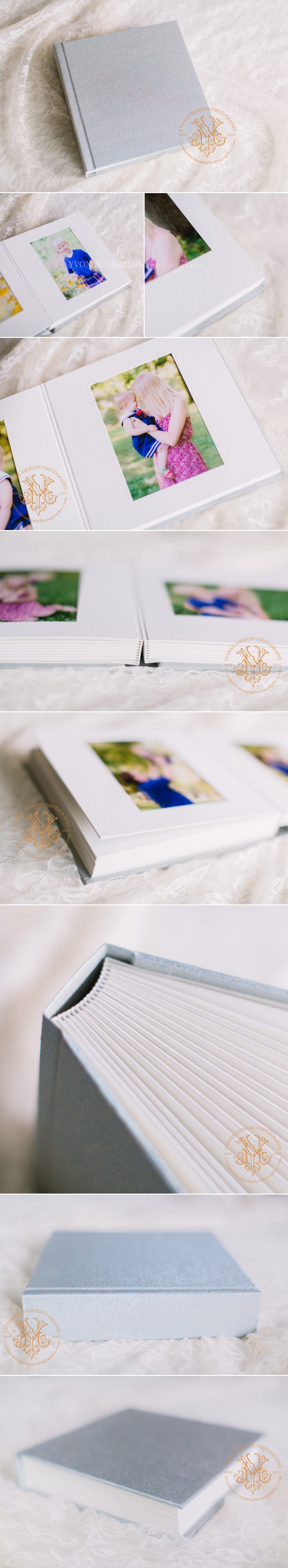 Luxe matted album for heirloom photos offered by Athens, GA family photographer, Yvonne Niemann Photography.