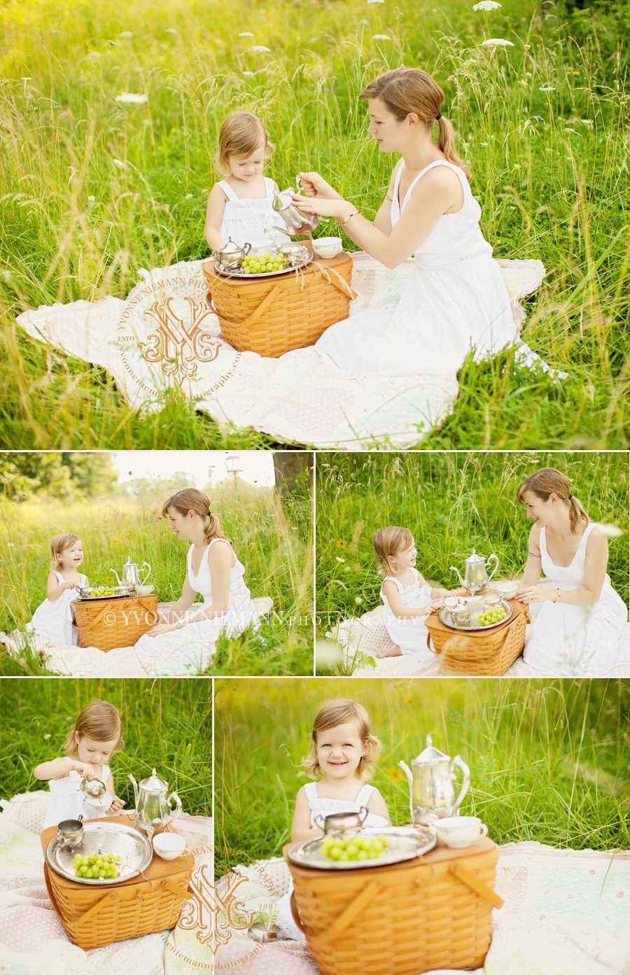 Mother and Daughter Tea Party Portraits in St. Louis Field