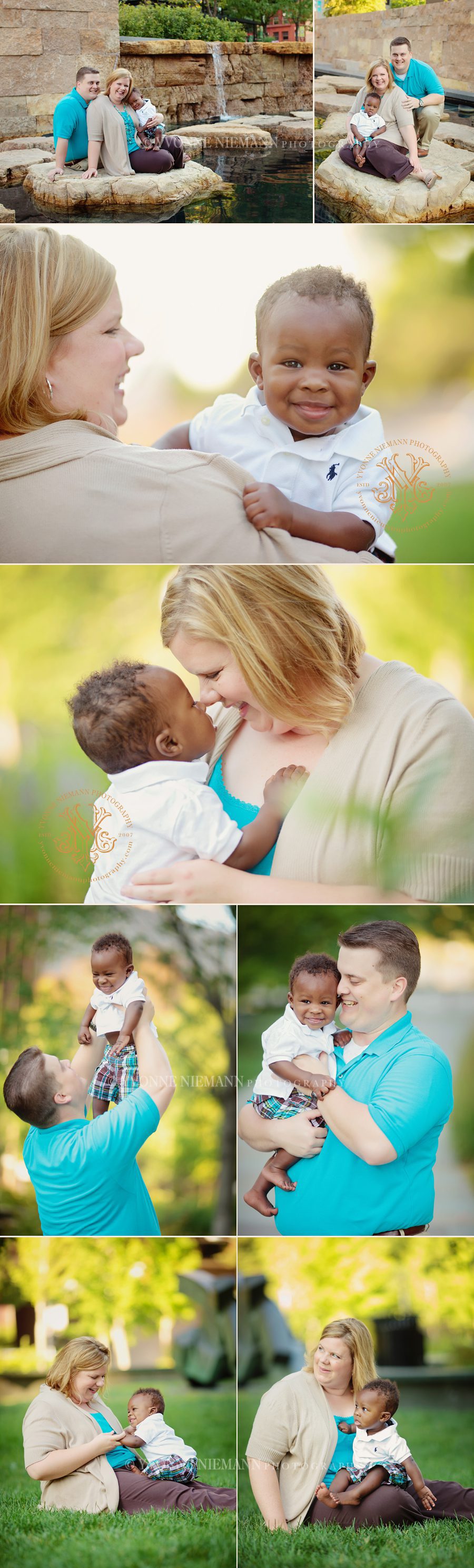 St. Louis City Portraits of a family with adopted baby boy by Yvonne Niemann Photography