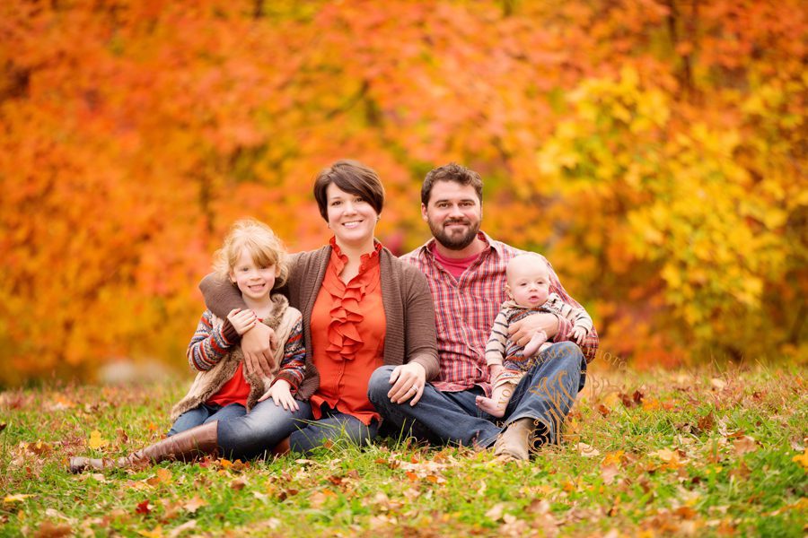 Stunning Fall colors Athens, GA family portrait by Yvonne Niemann Photography.