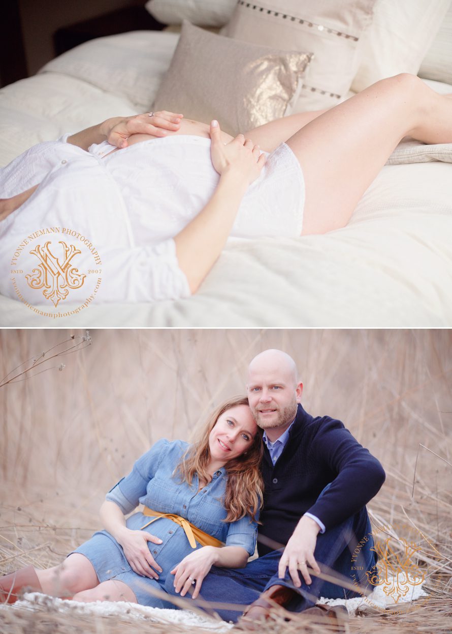 Winter maternity photography of a couple in St. Louis by Yvonne Niemann.