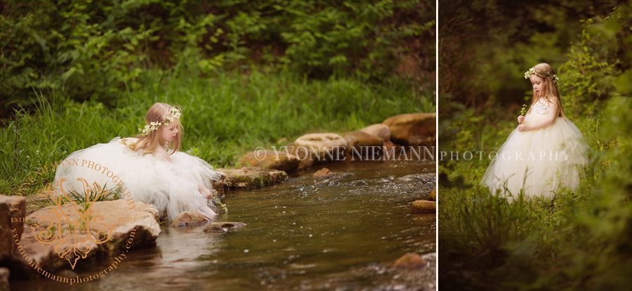 dreamy portraits of young girl in the woods taken by Yvonne Niemann Photography.