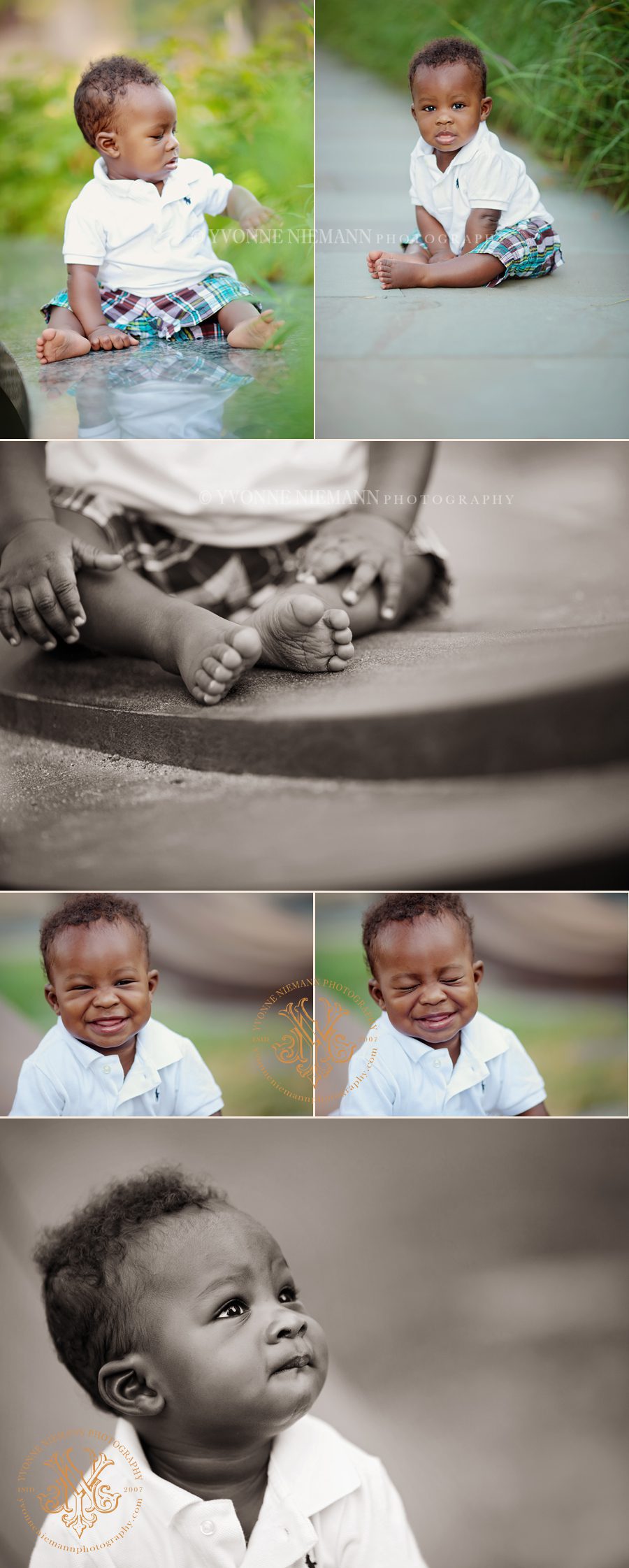 Photography of a baby boy at the St. Louis City Garden taken by Yvonne Niemann