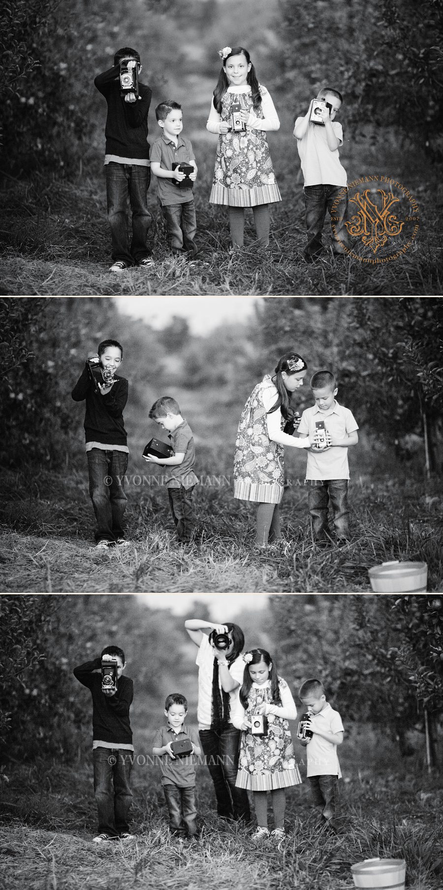 Yvonne Niemann Photography takes pictures of children playing with vintage cameras
