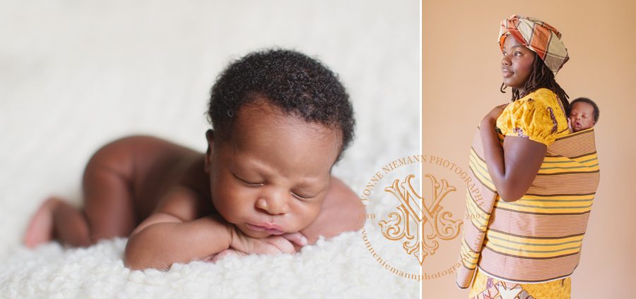 Traditional African mother and child newborn portraits by Athens, GA photographer, Yvonne Niemann Photography.