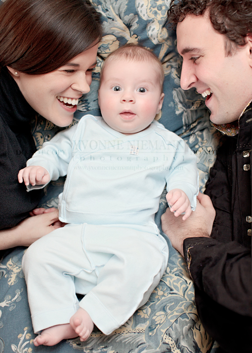 3 month old baby boy with parents