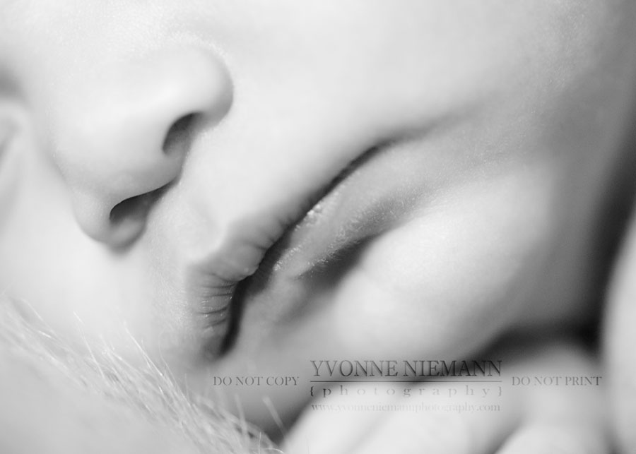 Close up of newborn's lips and nose - 4 days old